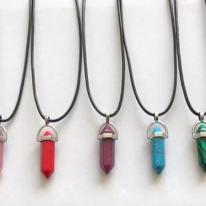 Wax Cord Necklace with Stone Pendant