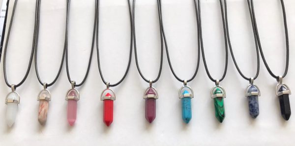 Wax Cord Necklace with Stone Pendant