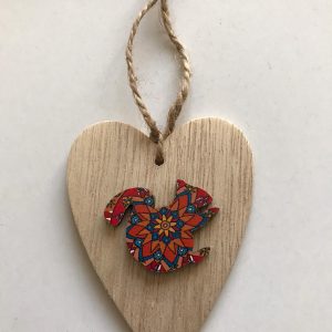Wooden Squirrel Heart