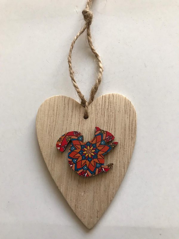 Wooden Squirrel Heart