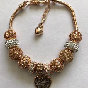 Handmade Gold Coloured Charm Bracelet