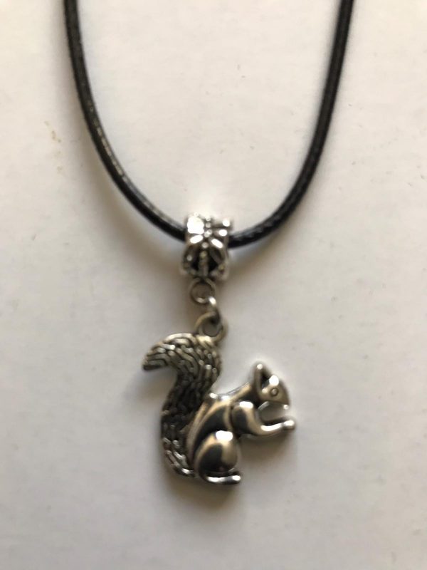 Wax Cord Squirrel Necklace 16"