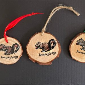 Hand Painted Vegan Ink Hanging Log Slice Decoration