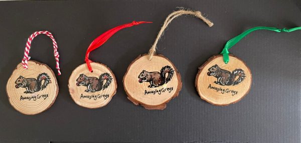 Hand Painted Vegan Ink Hanging Log Slice Decoration